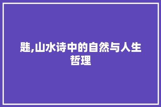 韪,山水诗中的自然与人生哲理