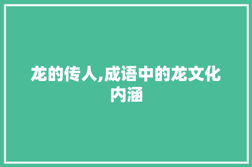 龙的传人,成语中的龙文化内涵