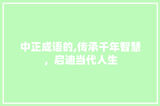 中正成语的,传承千年智慧，启迪当代人生