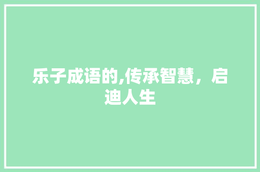 乐子成语的,传承智慧，启迪人生