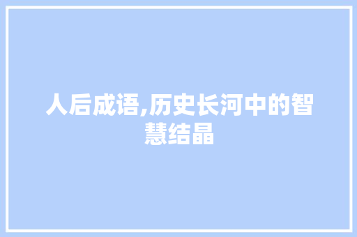 人后成语,历史长河中的智慧结晶