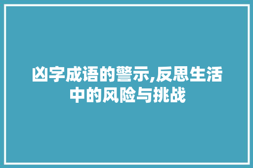 凶字成语的警示,反思生活中的风险与挑战