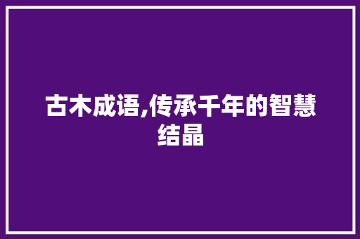 古木成语,传承千年的智慧结晶