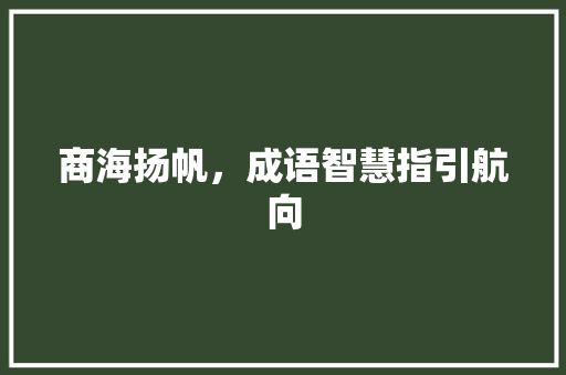 商海扬帆，成语智慧指引航向