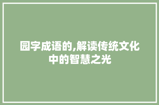 园字成语的,解读传统文化中的智慧之光