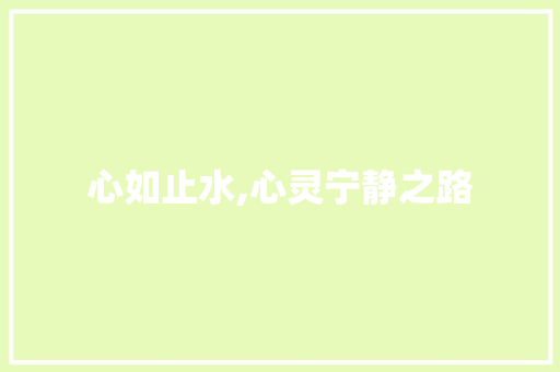 心如止水,心灵宁静之路