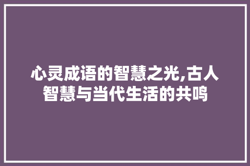 心灵成语的智慧之光,古人智慧与当代生活的共鸣