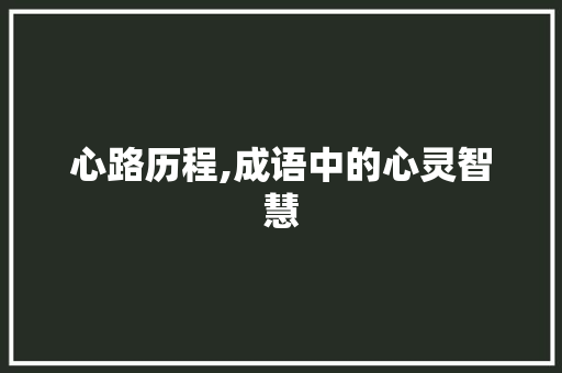 心路历程,成语中的心灵智慧
