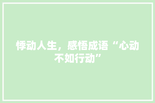 悸动人生，感悟成语“心动不如行动”