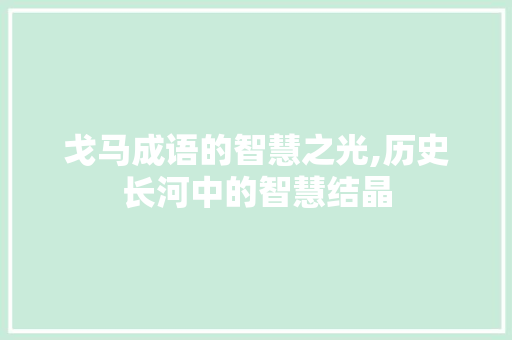 戈马成语的智慧之光,历史长河中的智慧结晶