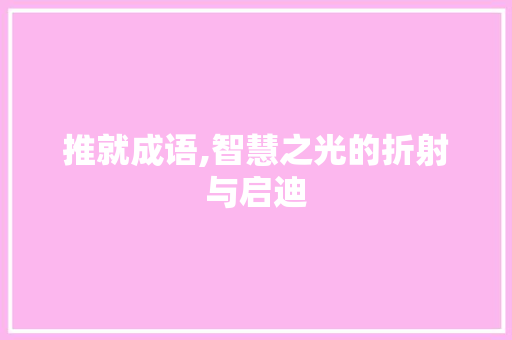 推就成语,智慧之光的折射与启迪