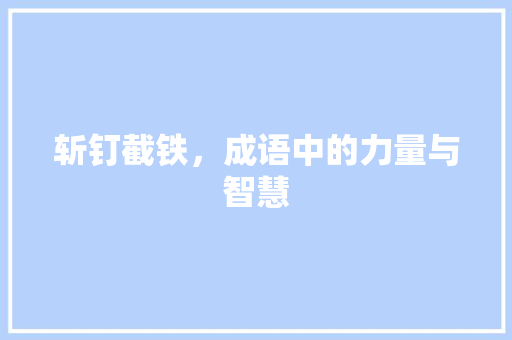 斩钉截铁，成语中的力量与智慧