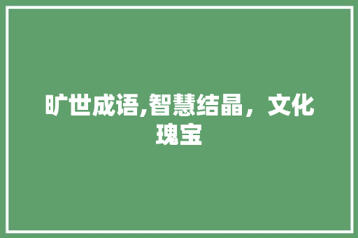 旷世成语,智慧结晶，文化瑰宝