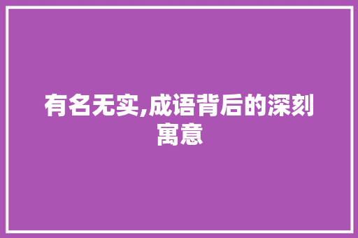 有名无实,成语背后的深刻寓意