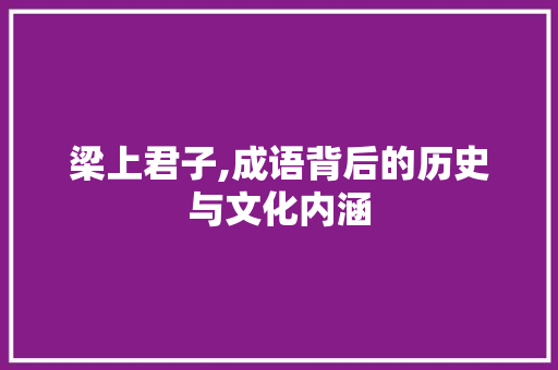 梁上君子,成语背后的历史与文化内涵
