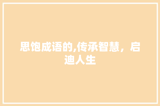 思饱成语的,传承智慧，启迪人生