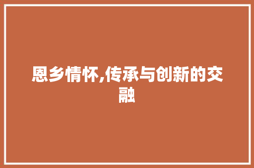 恩乡情怀,传承与创新的交融