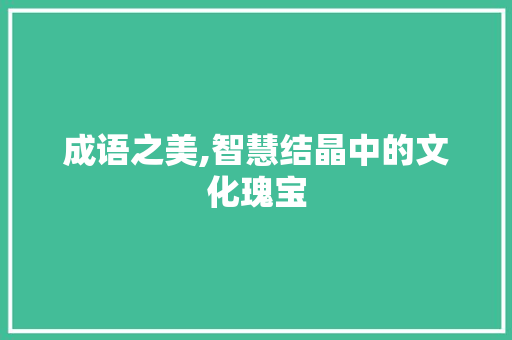 成语之美,智慧结晶中的文化瑰宝