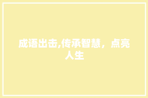 成语出击,传承智慧，点亮人生