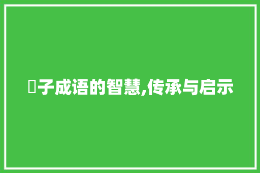 柨子成语的智慧,传承与启示