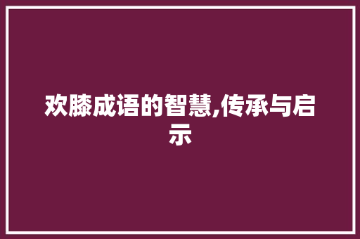 欢膝成语的智慧,传承与启示