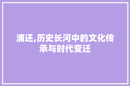 浦还,历史长河中的文化传承与时代变迁