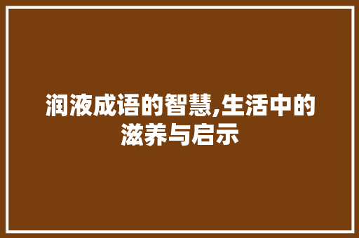 润液成语的智慧,生活中的滋养与启示