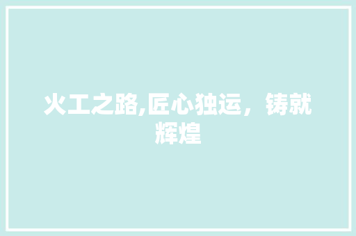 火工之路,匠心独运，铸就辉煌