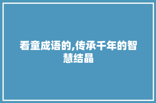 看童成语的,传承千年的智慧结晶