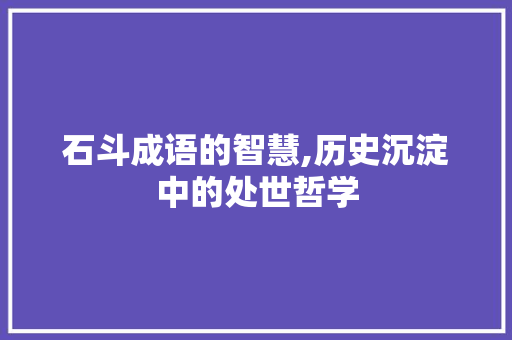 石斗成语的智慧,历史沉淀中的处世哲学