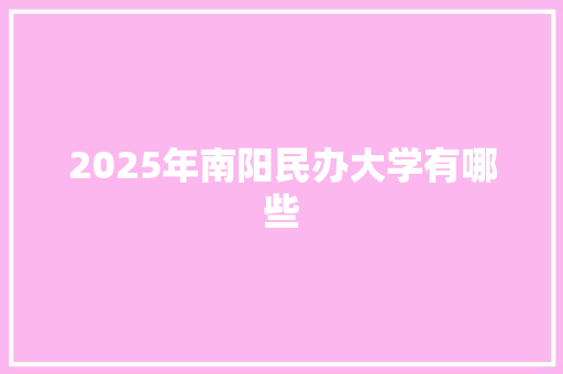 2025年南阳民办大学有哪些