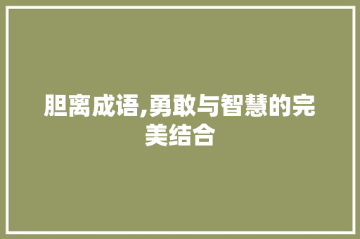 胆离成语,勇敢与智慧的完美结合