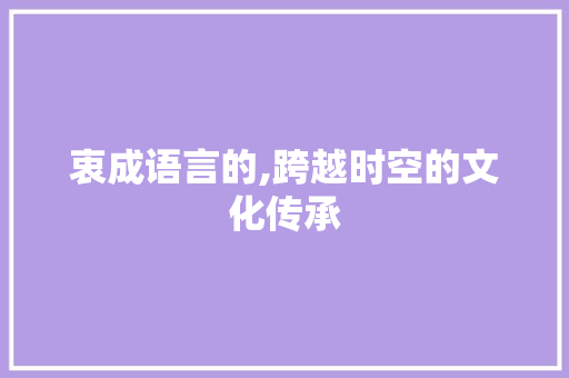 衷成语言的,跨越时空的文化传承