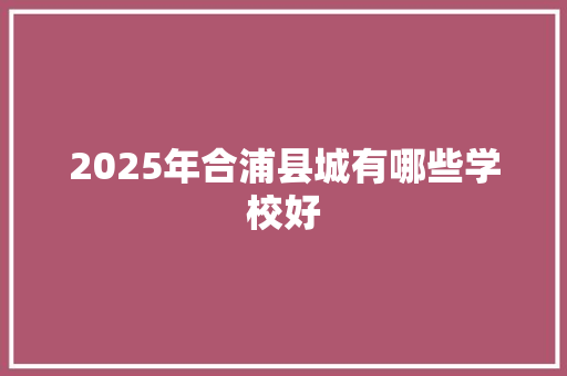 2025年合浦县城有哪些学校好