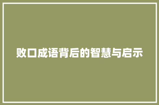 败口成语背后的智慧与启示