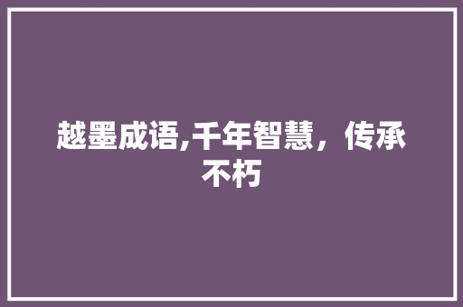越墨成语,千年智慧，传承不朽