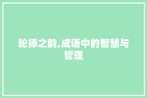 轮捧之韵,成语中的智慧与哲理