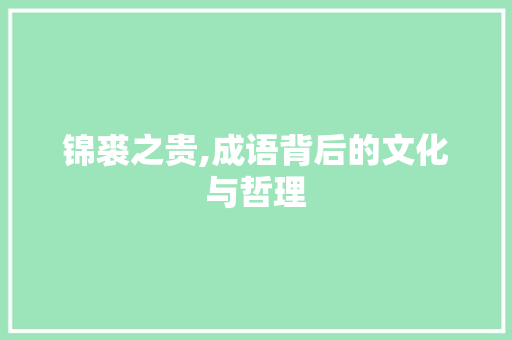 锦裘之贵,成语背后的文化与哲理