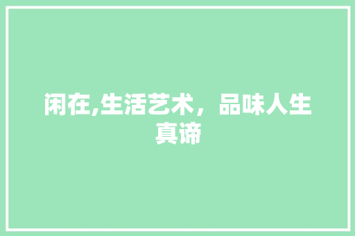 闲在,生活艺术，品味人生真谛