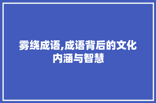雾绕成语,成语背后的文化内涵与智慧