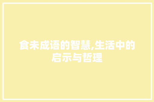 食未成语的智慧,生活中的启示与哲理