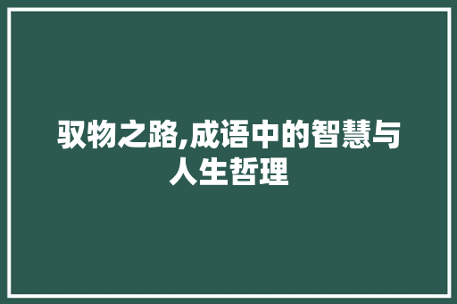 驭物之路,成语中的智慧与人生哲理