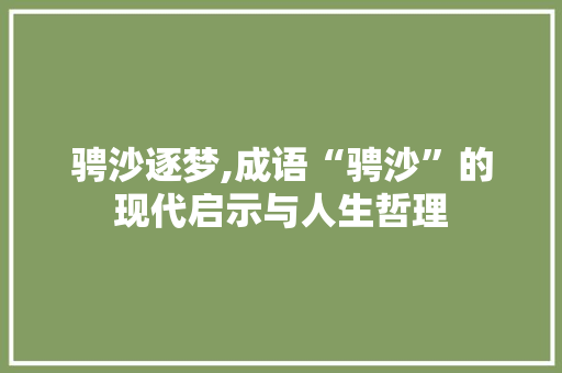 骋沙逐梦,成语“骋沙”的现代启示与人生哲理