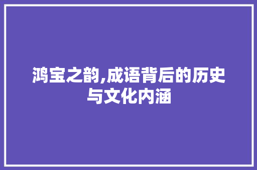 鸿宝之韵,成语背后的历史与文化内涵