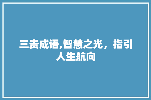 三贵成语,智慧之光，指引人生航向