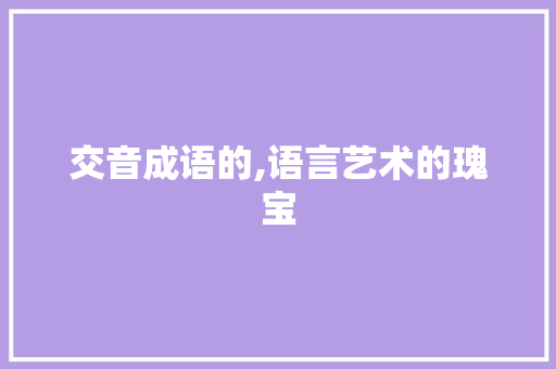 交音成语的,语言艺术的瑰宝