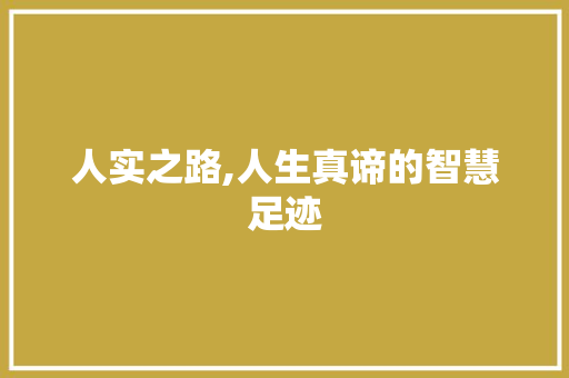 人实之路,人生真谛的智慧足迹