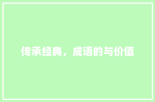 传承经典，成语的与价值