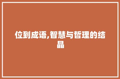 位到成语,智慧与哲理的结晶
