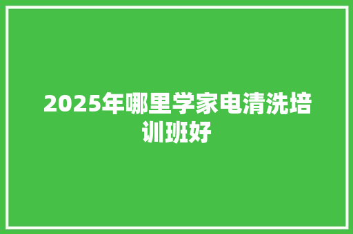 2025年哪里学家电清洗培训班好